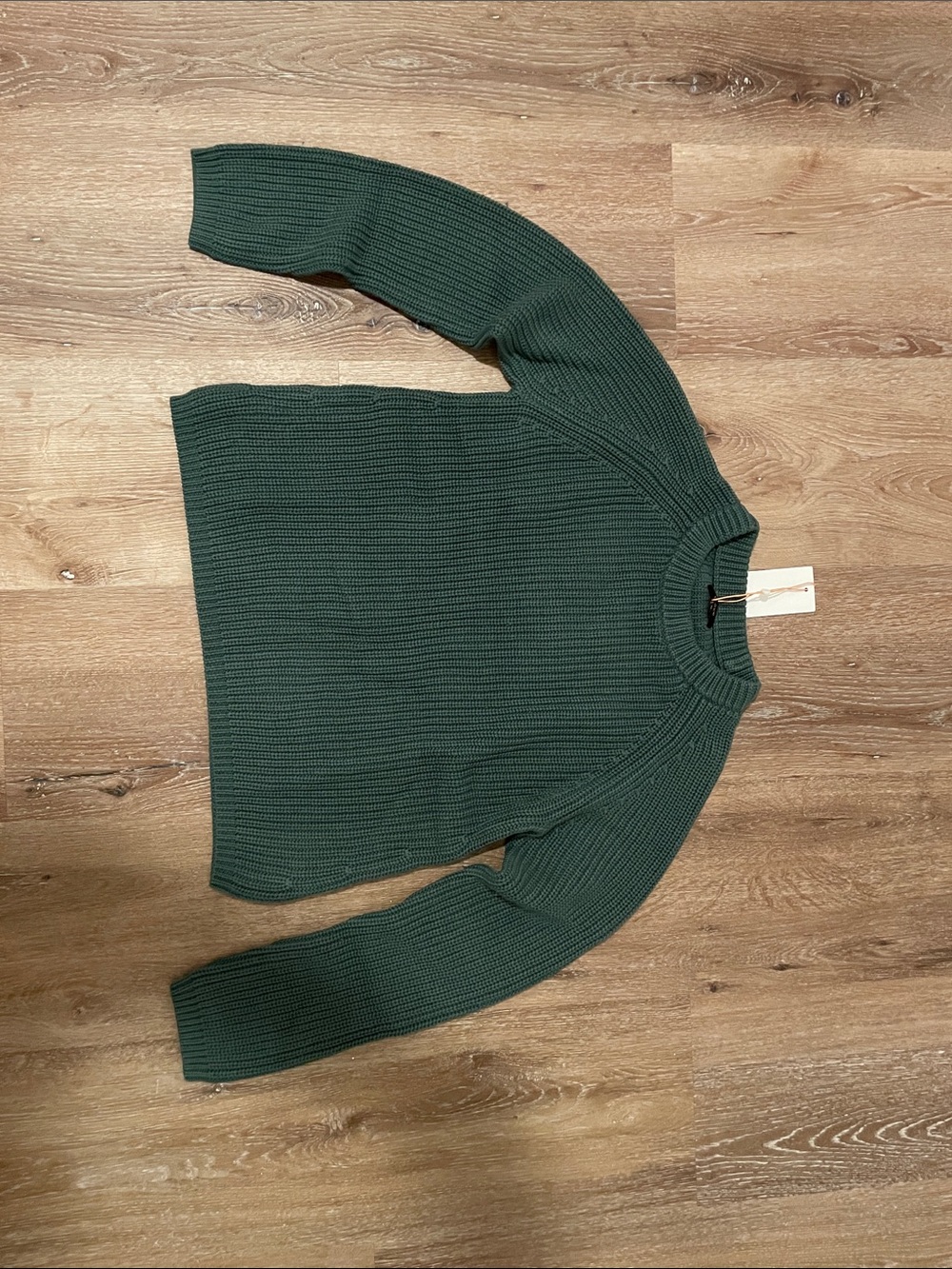 Quince Forest Green Ribbed Crewneck Sweater